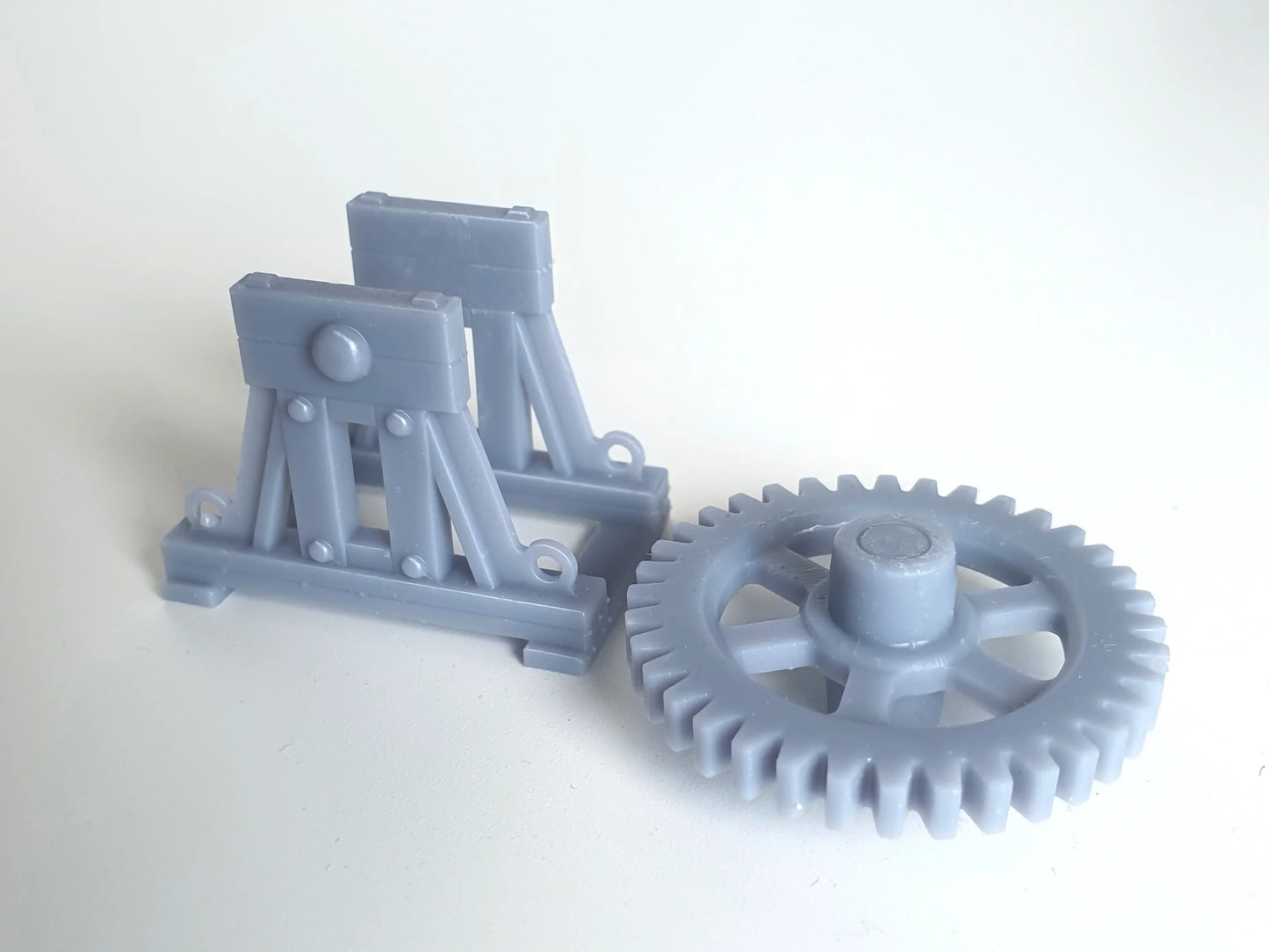 The two parts to make up a mounted gear for use as a railway wagon load - Three Peaks Models