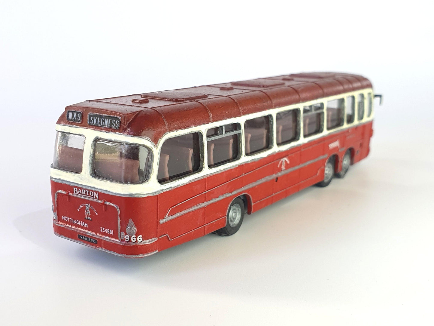 Rear view of a painted version of our OO (1:76) scale model of a Barton Bedford VAL with yeates europa body - Three Peaks Models