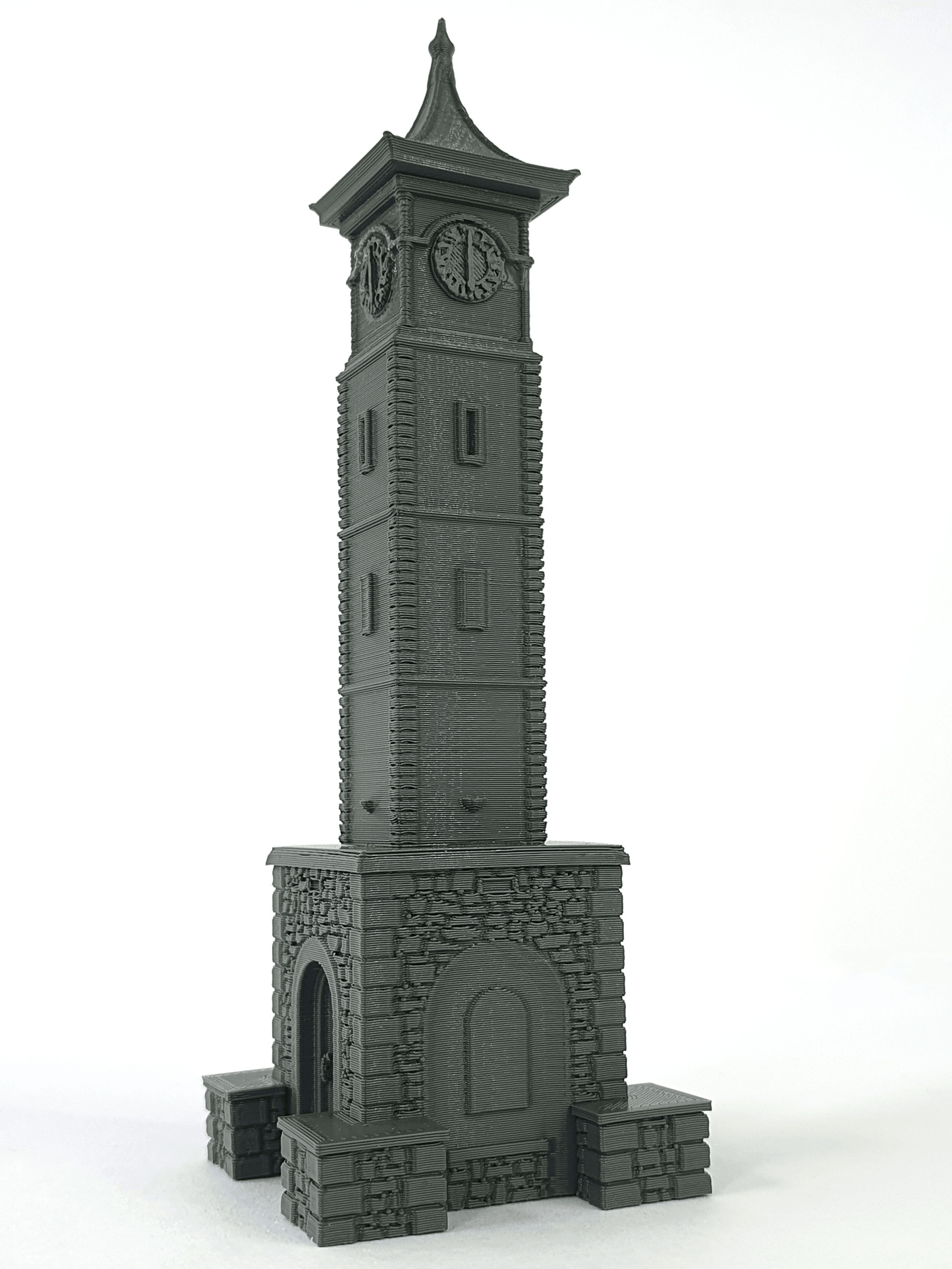 TT gauge scale model of a modern clock tower - Three Peaks Models