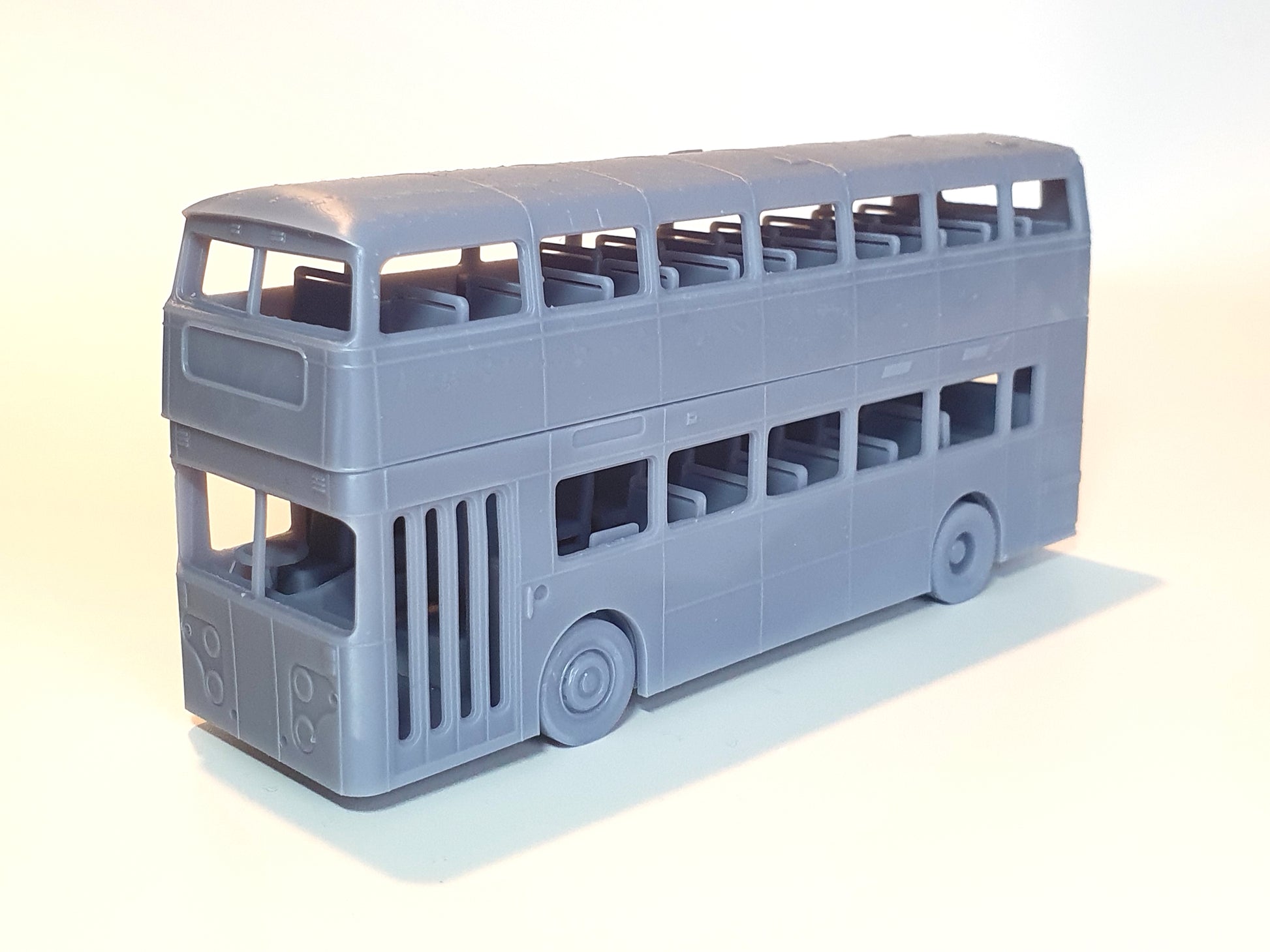 Unpainted scale model of a 1-door Oldham Leyland Atlantean bus in OO (1:76) - Three Peaks Models