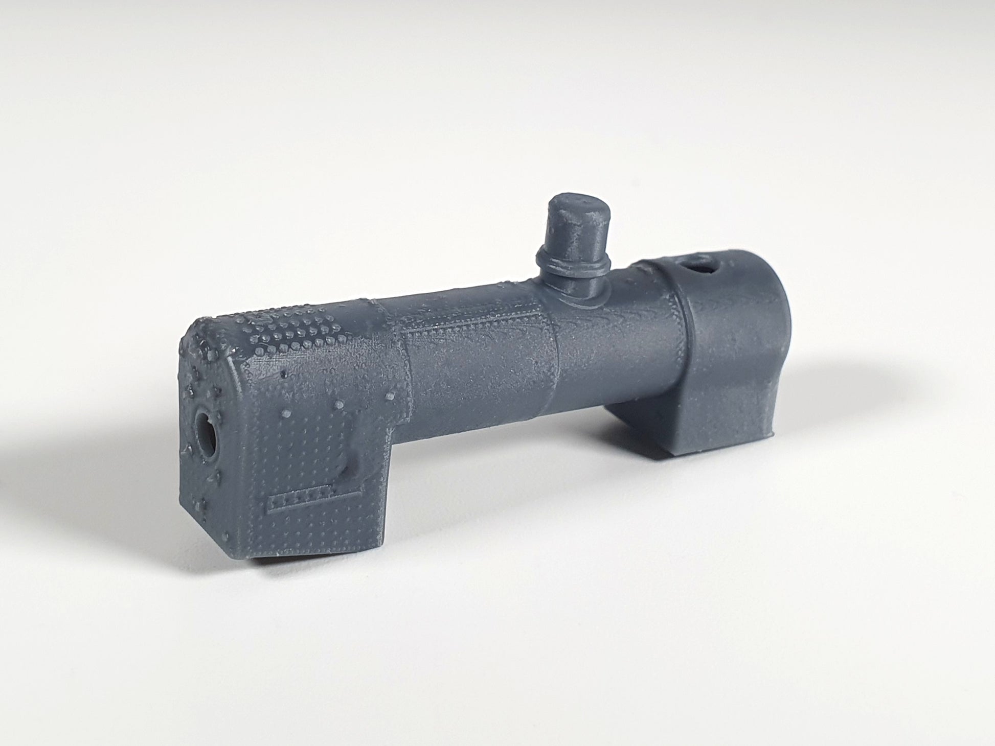 N (1:148) scale model of a loco boiler viewed from the firebox end - Three Peaks Models