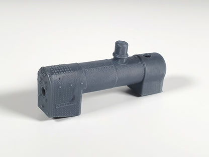 N (1:148) scale model of a loco boiler viewed from the firebox end - Three Peaks Models