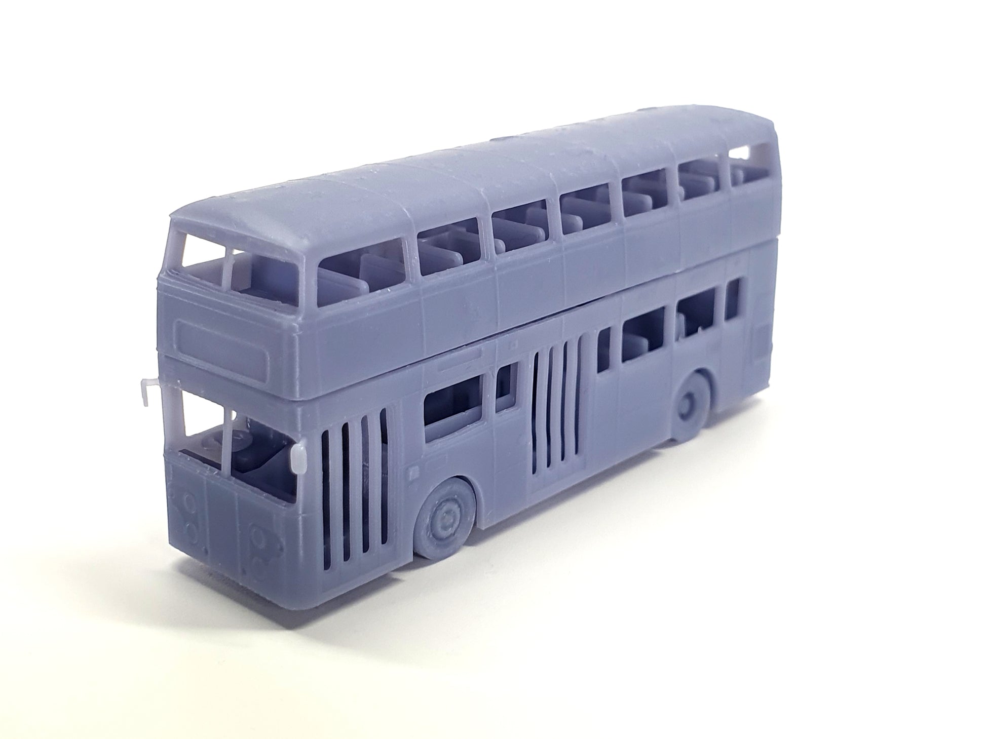 Unpainted scale model of a 2-door Oldham Leyland Atlantean bus in N (1:148) - Three Peaks Models