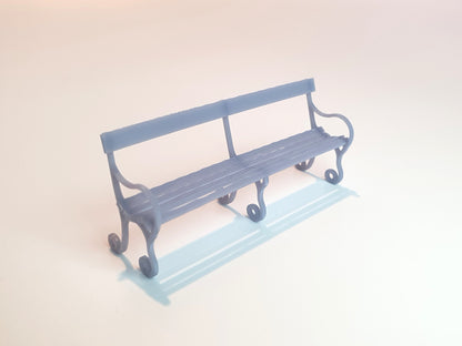 O gauge scale model of a single station platform seat bench in the Lancashire and Yorkshire Railway design - Three Peaks Models