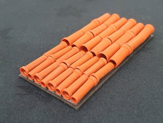 Painted examples of scale model O scale clay pipes - Three Peaks Models