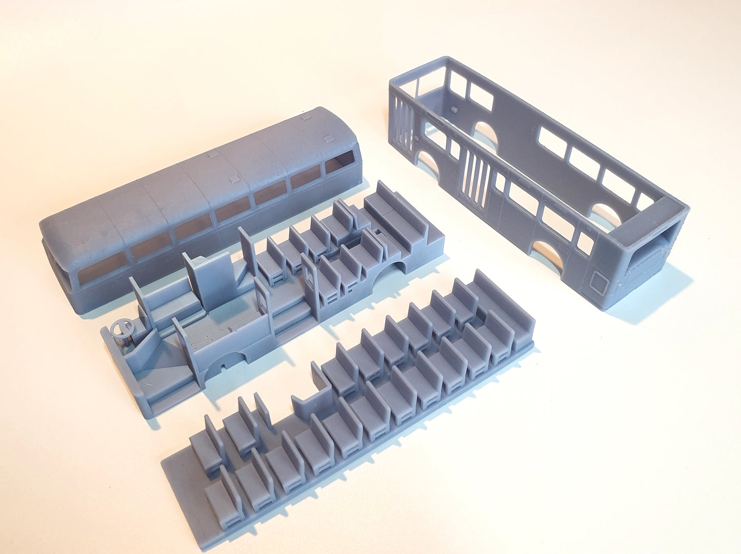 Parts in the kit of our Oldham Leyland Atlantean bus kit - Three Peaks Models