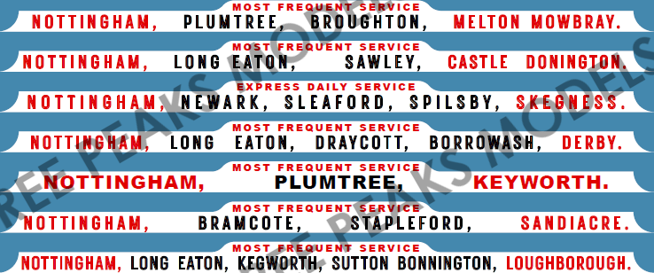 Example of the roof boards waterslide transfers sheet for the Barton Leyland Lion LT5 scale model bus - Three Peaks Models