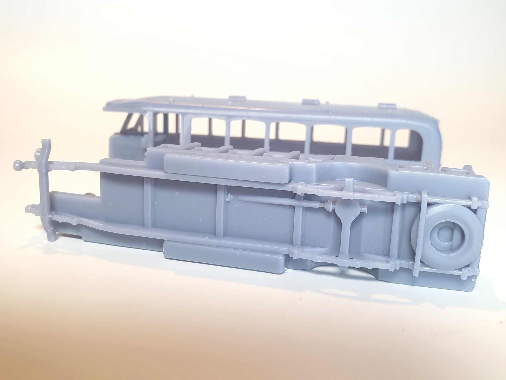 Chassis underside on the Barton Leyland Lion LT5 scale bus model - Three Peaks Models