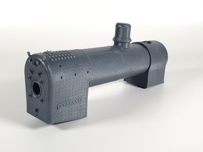 O (1:43) scale model of a loco boiler viewed from the firebox end - Three Peaks Models