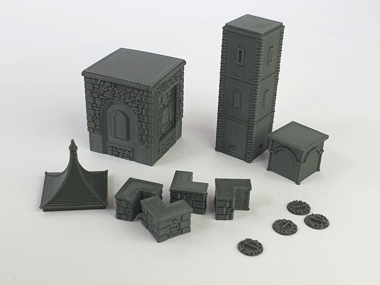 Parts in the kit for the N gauge scale model clock tower - Three Peaks Models