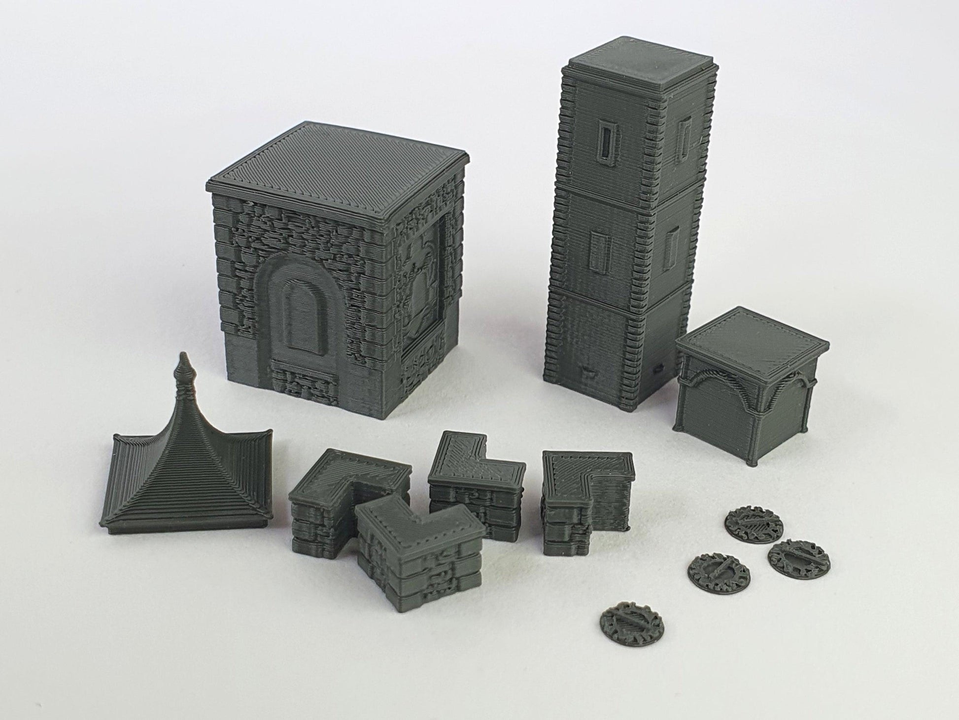 Parts in the kit for the N gauge scale model clock tower - Three Peaks Models