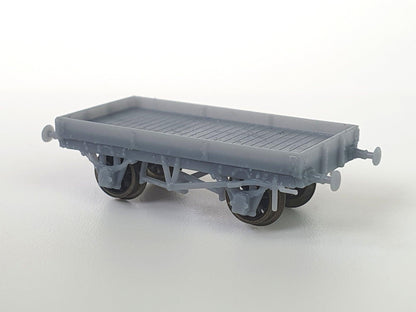 N (1:148) scale model of an L&Y Diagram 1 Low Goods wagon viewed from the side - Three Peaks Models