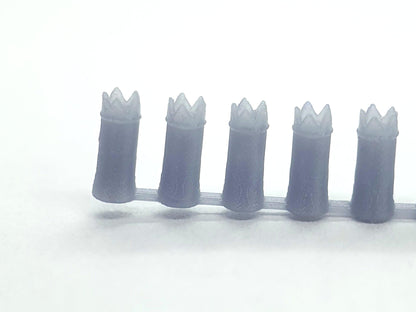 N gauge, 2mm, scale model round crown chimney pots - Three Peaks Models