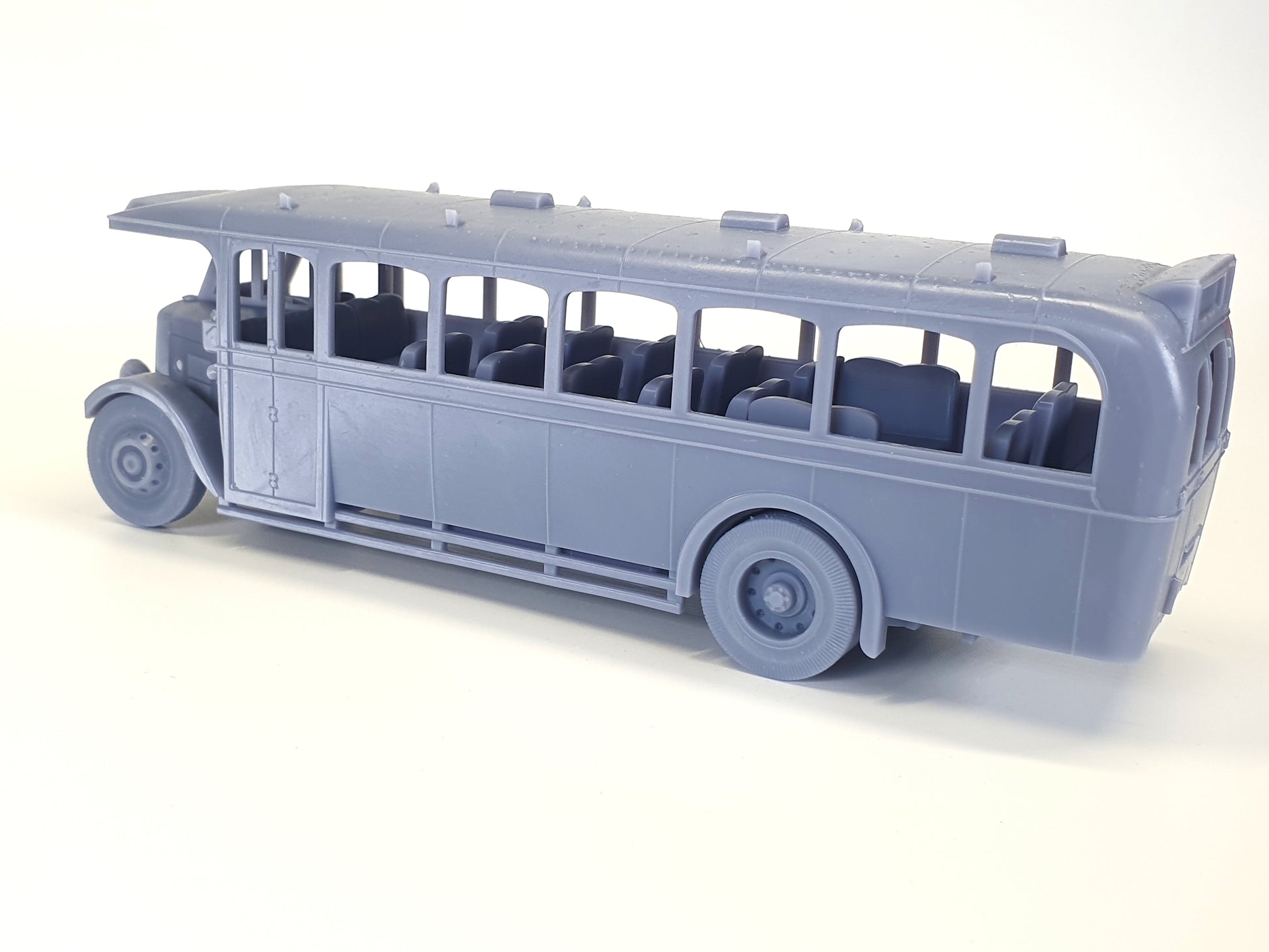 Passenger, nearside view of the later version of the Barton Leyland Lion LT5 scale bus model - Three Peaks Models