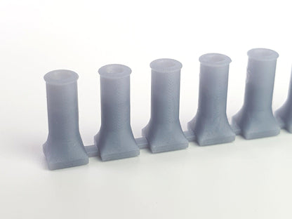 OO gauge, 4mm, scale model square base round chimney pots - Three Peaks Models