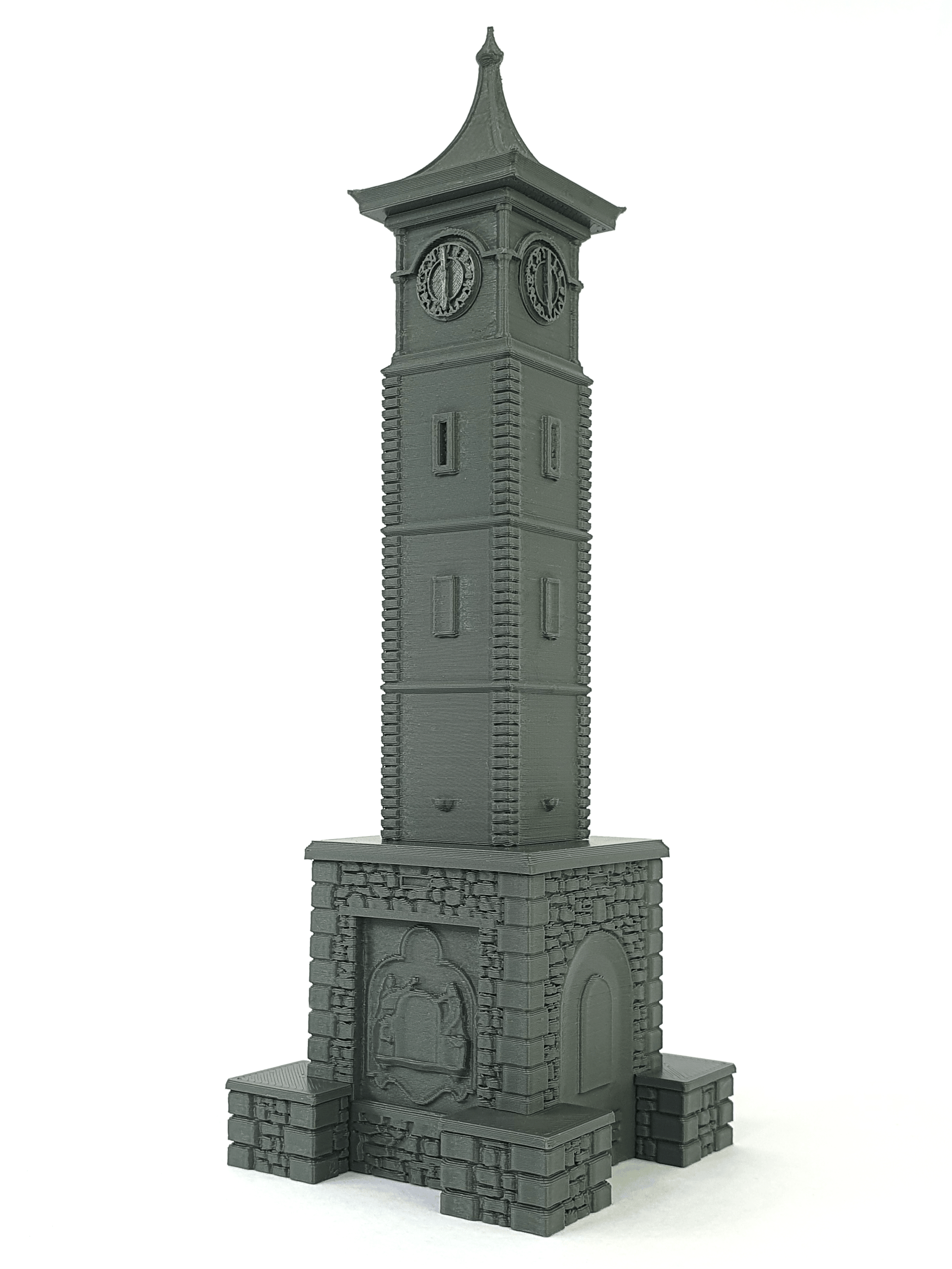 OO gauge scale model of a modern clock tower - Three Peaks Models