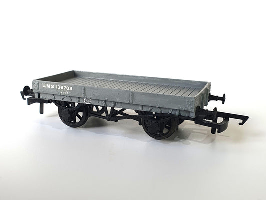 OO (1:76) scale model of an L&Y Diagram 1 Low Goods wagon in LMS livery - Three Peaks Models