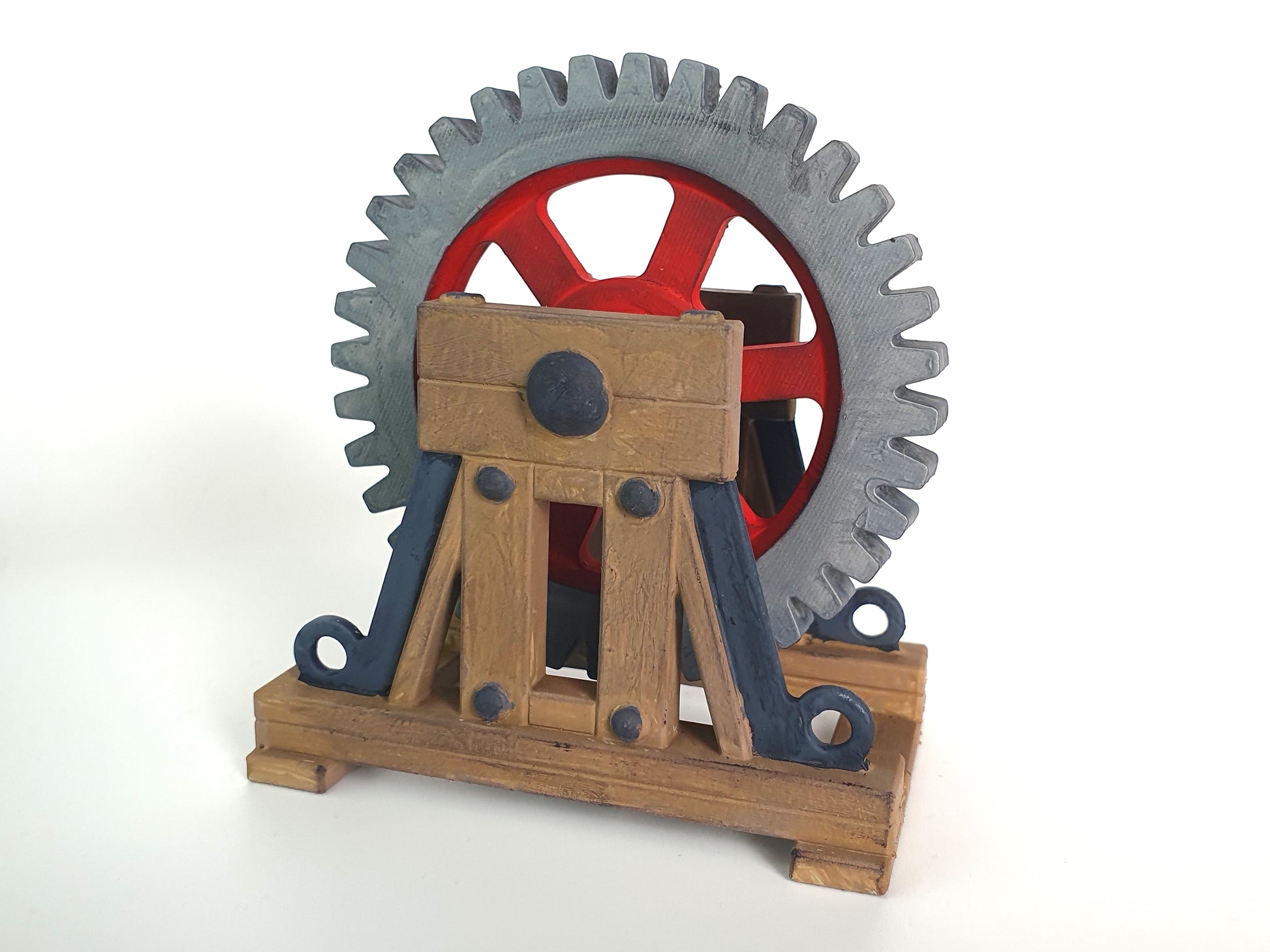 Painted scale model of a mounted gear wheel for wagon loads on a model railway - Three Peaks Models