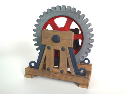 Painted scale model of a mounted gear wheel for wagon loads on a model railway - Three Peaks Models