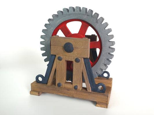 Painted scale model of a mounted gear wheel for wagon loads on a model railway - Three Peaks Models