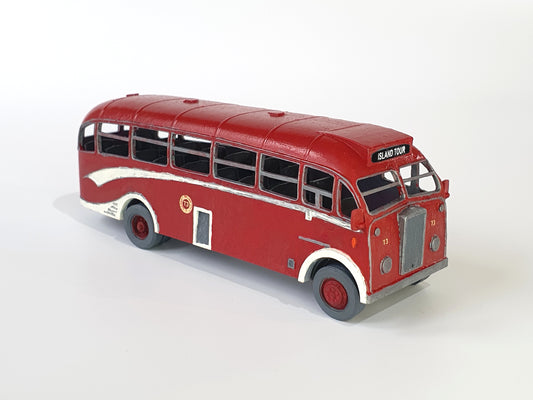 Painted example of a OO gauge (1:76) scale model Albion Victor bus in red - Three Peaks Models