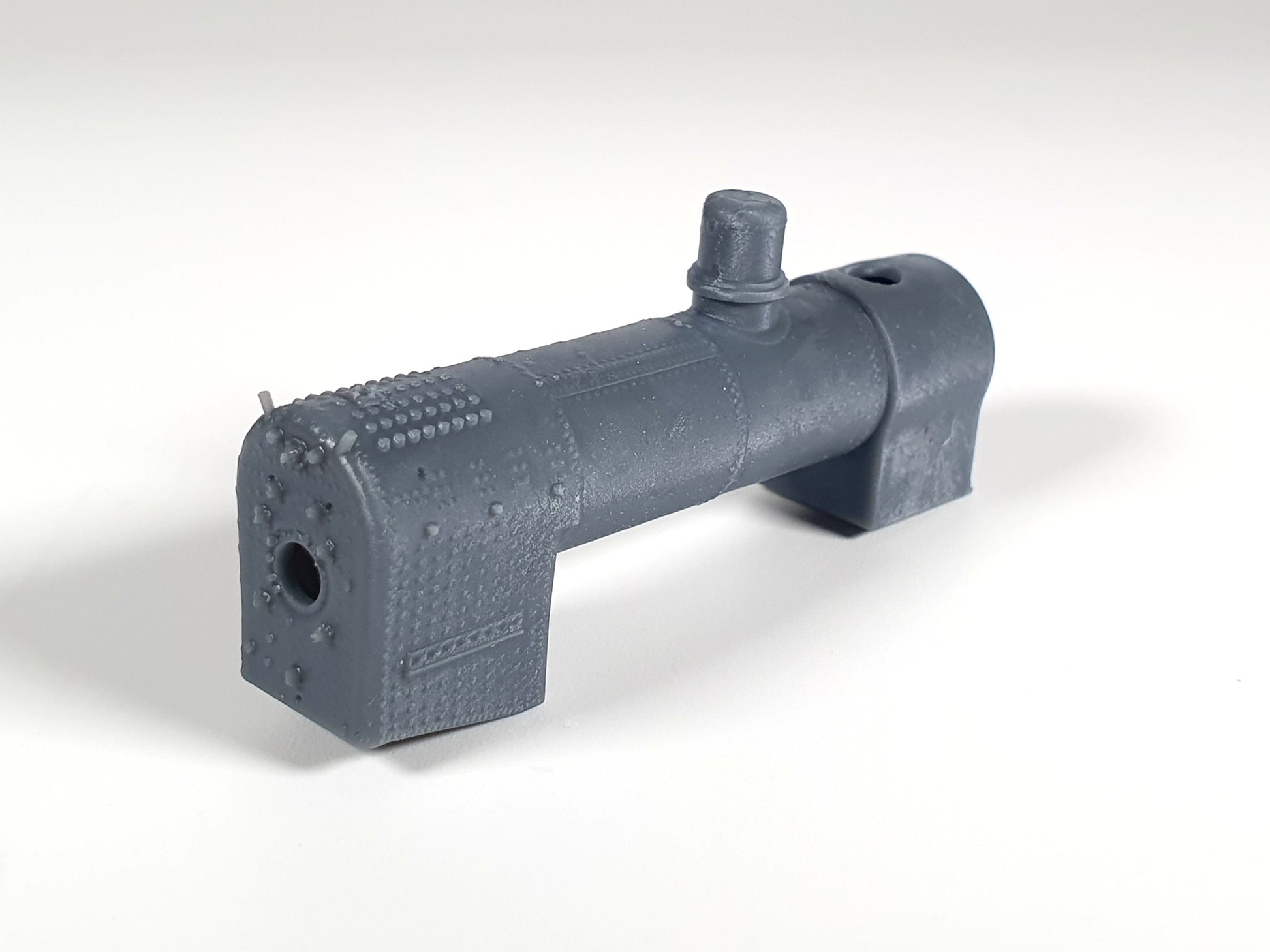 TT (1:120) scale model of a loco boiler viewed from the firebox end - Three Peaks Models
