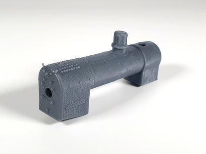 TT (1:120) scale model of a loco boiler viewed from the firebox end - Three Peaks Models