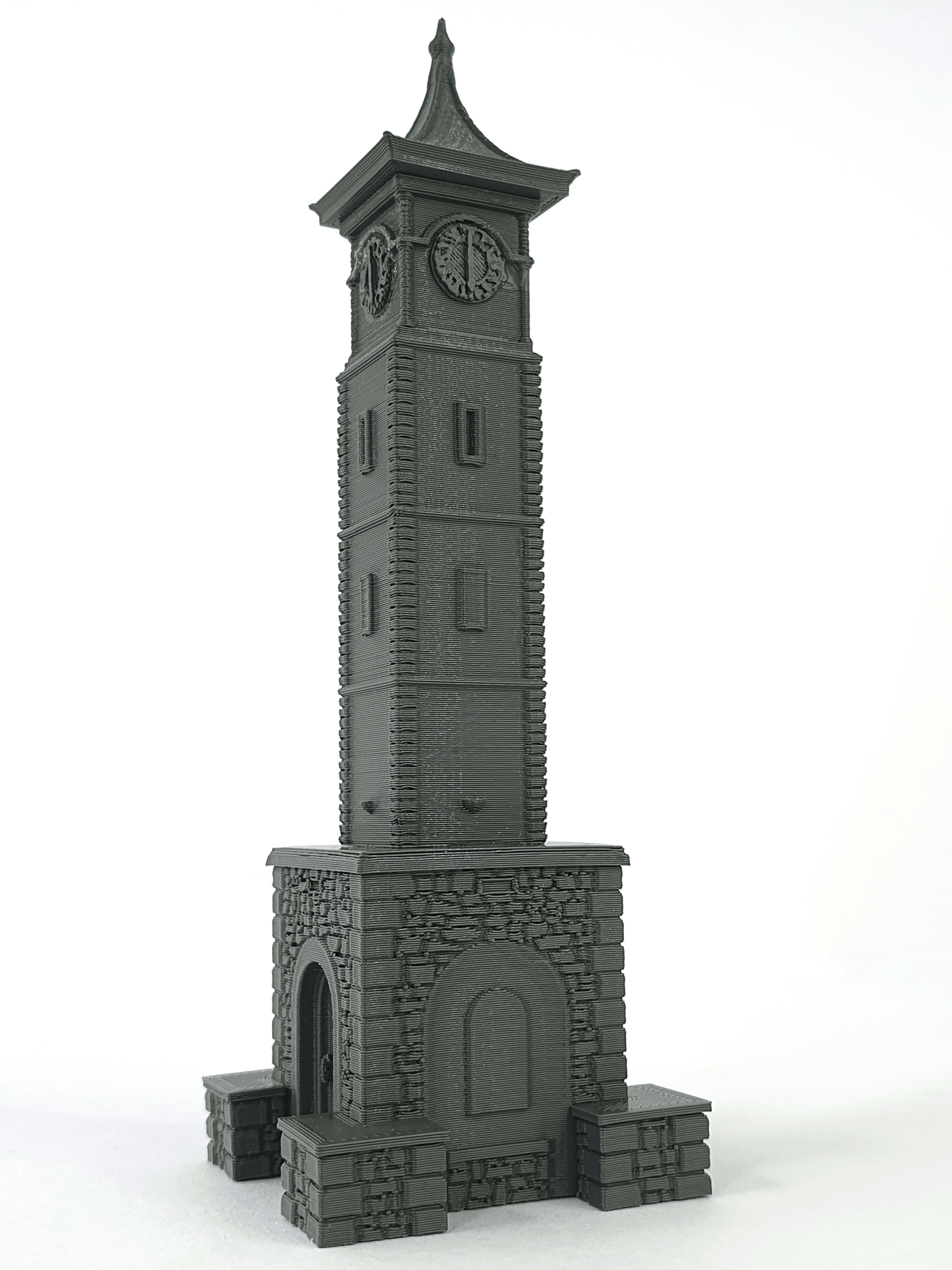 TT gauge scale model of a modern clock tower - Three Peaks Models