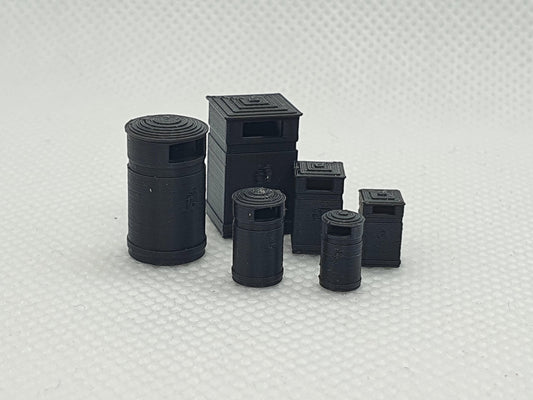 Scale models of round and square park bins in OO, TT and N gauge - Three Peaks Models