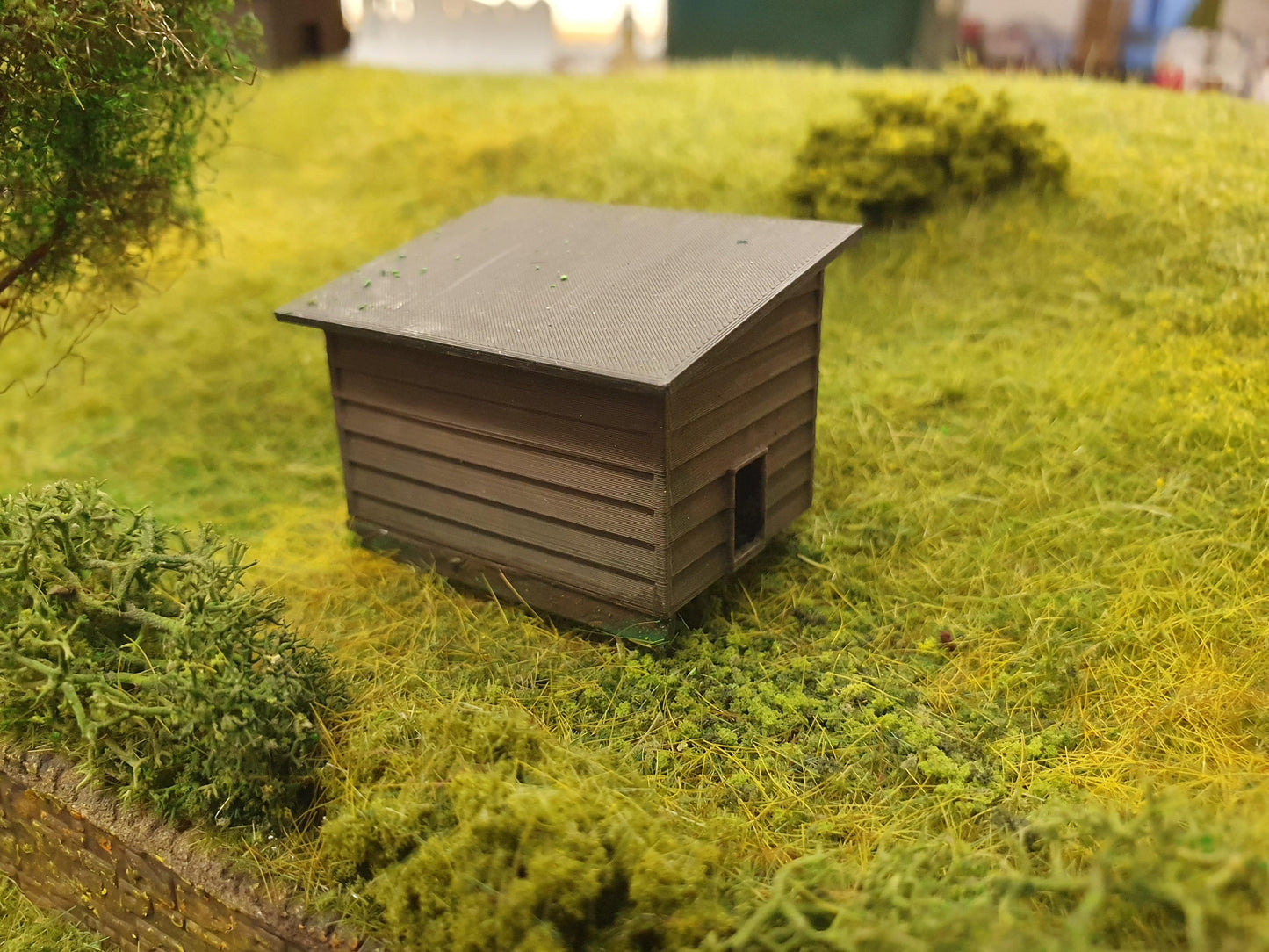 Rear view of a scale model of a chicken coop in OO scale - Three Peaks Models